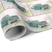 1955 Auto auf dem Fahrplan Geschenkpapier (Rolleneckpunkt)