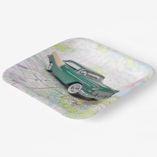 1955 Auto auf dem Fahrplan Pappteller (Gewinkelt)