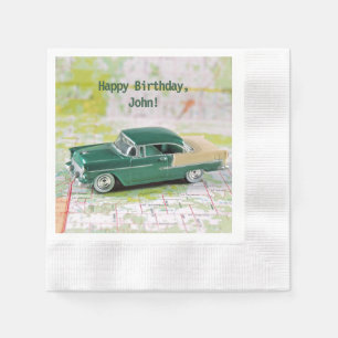 1955 Auto auf dem Fahrplan Serviette