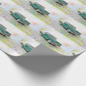 1955 Auto auf einem Fahrplan Geschenkpapier (Ecke)