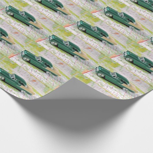 1955 Auto auf einem Fahrplan Geschenkpapier (Ecke)