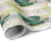 1955 Auto auf einem Fahrplan Geschenkpapier (Rolleneckpunkt)