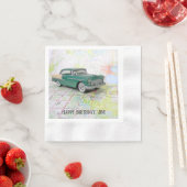 1955 Auto auf einem Fahrplan Serviette (Beispiel)