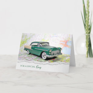 1955 Auto auf einer Straßenkarte Karte