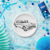 1955 Chevrolet Bel Air Antique Car Illustration Pappteller (Party)