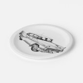 1955 Chevrolet Bel Air Antique Car Illustration Pappteller (Schrägansicht)