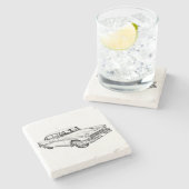 1955 Chevrolet Bel Air Antique Car Illustration Steinuntersetzer (Seitenansicht)