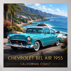 1955 Chevrolet Bel Air Classic American Car Poster