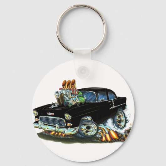 1955 Chevy150-210 Black Car Schlüsselanhänger (Vorderseite)