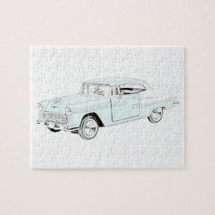 1955 Chevy Bel Air Blau-Weiß Zweifarbig Puzzle