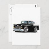 1955 Chevy Belair Black-White Car Postkarte (Vorne/Hinten)