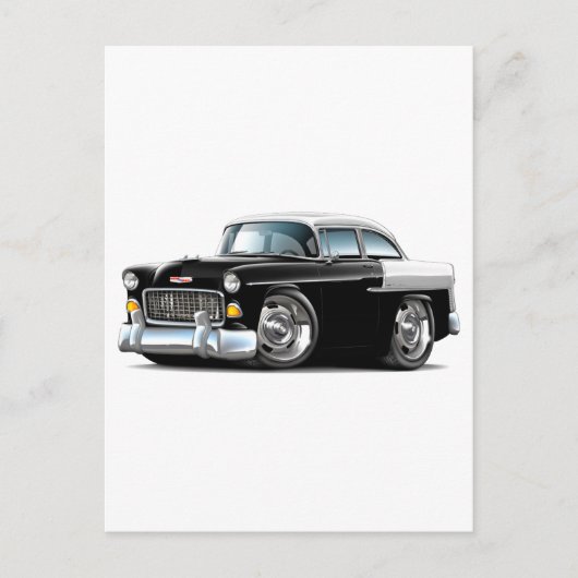 1955 Chevy Belair Black-White Car Postkarte (Vorderseite)