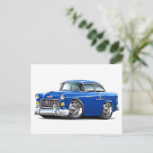 1955 Chevy Belair Blue Car Postkarte (Stehend Vorderseite)