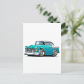 1955 Chevy Belair Türkis-Weiß Auto Postkarte (Stehend Vorderseite)