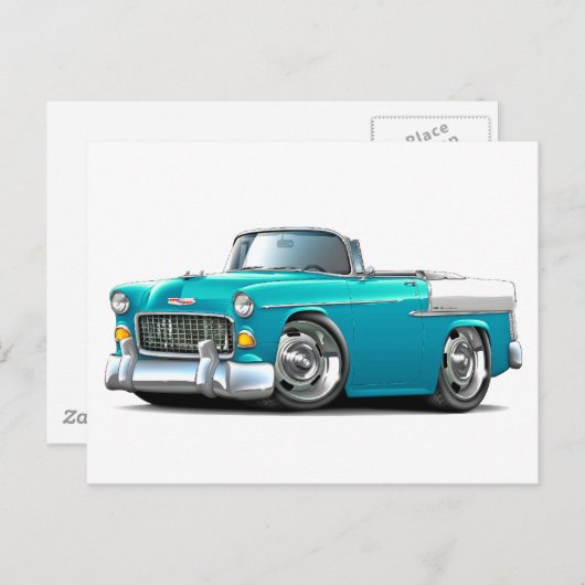 1955 Chevy Belair Türkis-Weiß Convert Postkarte (Vorne/Hinten)