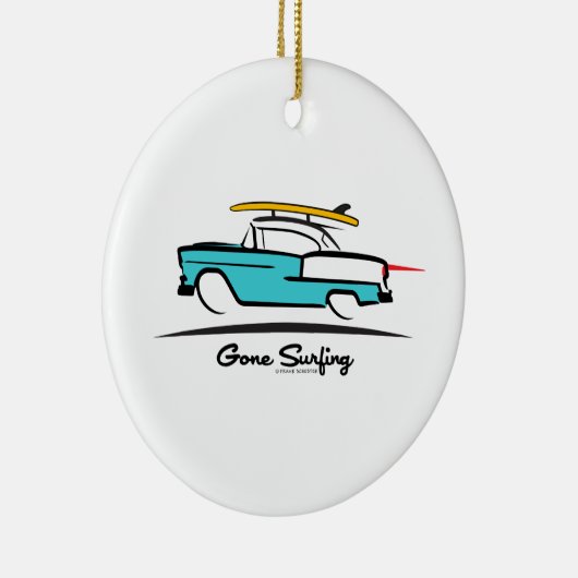 1955 Chevy Hardtop Coupe Gone Surfing Keramik Ornament (Rechts)