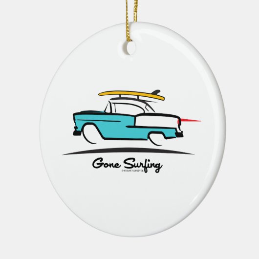 1955 Chevy Hardtop Coupe Gone Surfing Keramik Ornament (Links)