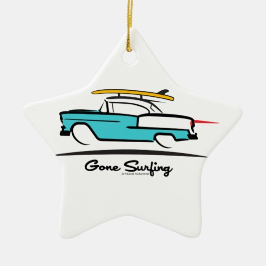 1955 Chevy Hardtop Coupe Surfing Keramik Ornament (Vorne)