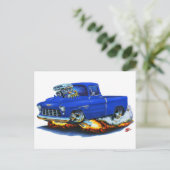 1955 Chevy Lieferwagen Blue Truck Postkarte (Stehend Vorderseite)