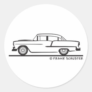 1955 Chevy Limousine Runder Aufkleber