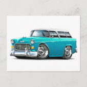 1955 Chevy Nomad Türkis-Weiß Auto Postkarte (Vorderseite)