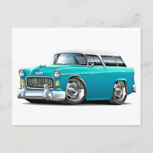 1955 Chevy Nomad Türkis-Weiß Auto Postkarte (Vorderseite)