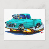 1955 Chevy Stepside Lieferwagen Türkis LKW Postkarte (Vorderseite)