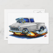 1955 Chevy Stepside Lieferwagen Weißer LKW Postkarte (Vorne/Hinten)