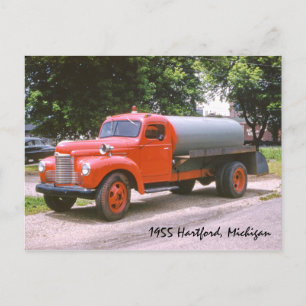 1955 Hartford Michigan Antique Red Fire Truck Postkarte