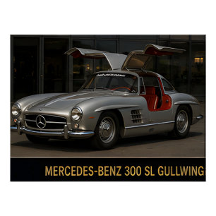 1955 Mercedes-Benz 300 SL Gullwing Klassiker Deuts Poster