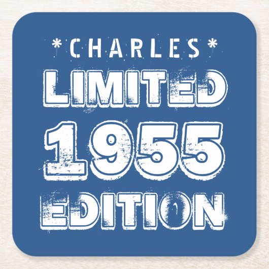 1955 oder Any Year Birthday Limited-Ausgabe 60. Rechteckiger Pappuntersetzer (Vorderseite)