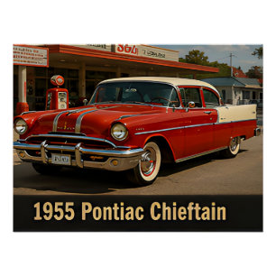 1955 Pontiac Chieftain Vintage Klassiker Amerikani Poster