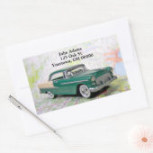 1955 Retrowagen auf der Straßenkarte Rechteckiger Aufkleber (Umschlag)