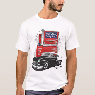1955 Schwarz-Weiß-Chevy-Bel-Luftgarage gebaut T-Shirt