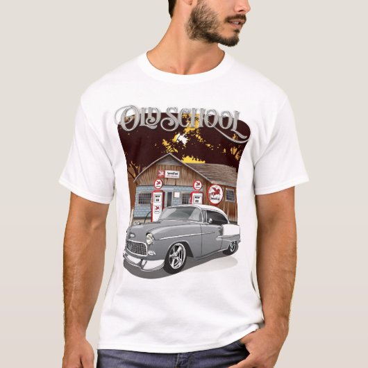 1955 Silver Gray Chevy Bel Air Old School Shirt (Vorderseite)