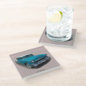 1955 Untersetzer aus blauem/weißem Bel-Air-Glas (Schrägansicht)