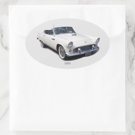 1955 weißer Oldtimeraufkleber Ovaler Aufkleber (Tasche)