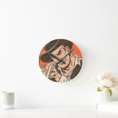 1955 Western schlechter Typ in schwarzem Hut mit G Runde Wanduhr (Zuhause)