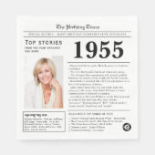 1955 Zeitung zum Geburtstag Trivia Serviette (Vorderseite)