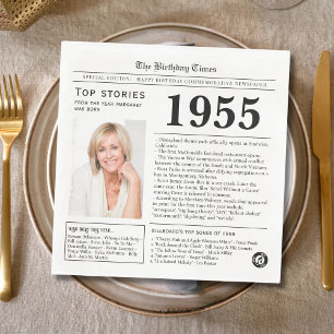 1955 Zeitung zum Geburtstag Trivia Serviette