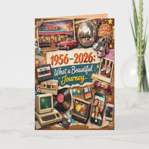 1956-2026 Retro 70. Geburtstag Grußkarte Feiertagskarte