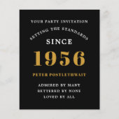 1956 Budget 70th Birthday Invitation Black Gold Flyer (Vorne)