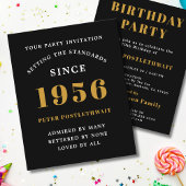 1956 Budget 70th Birthday Invitation Black Gold Flyer
