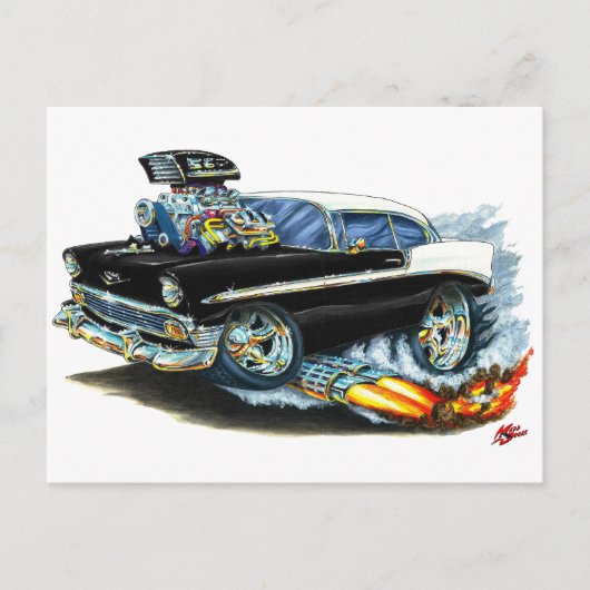 1956 Chevy 150-210 Black Car Postkarte (Vorderseite)