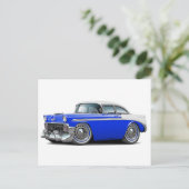1956 Chevy Belair Blue-White Car Postkarte (Stehend Vorderseite)