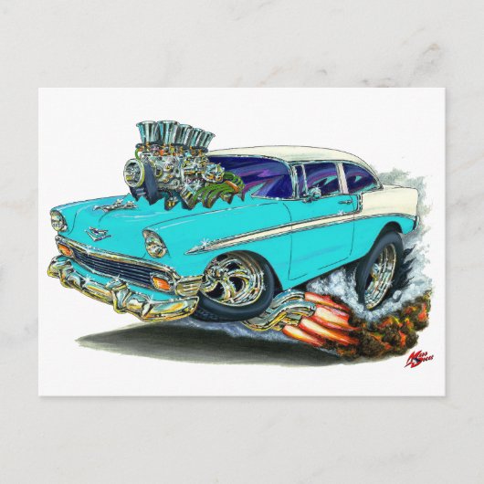 1956 Chevy Belair Türkis Car Postkarte (Vorderseite)