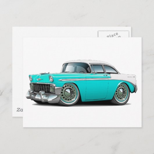 1956 Chevy Belair Türkis-Weiß Auto Postkarte (Vorne/Hinten)