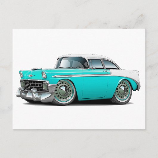 1956 Chevy Belair Türkis-Weiß Auto Postkarte (Vorderseite)