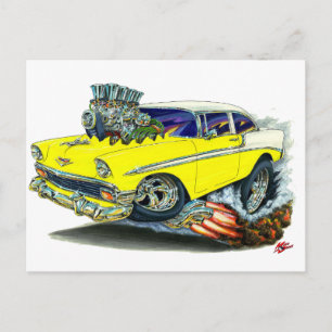 1956 Chevy Belair Yellow Car Postkarte
