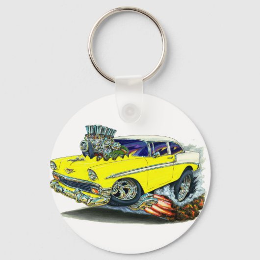 1956 Chevy Belair Yellow Car Schlüsselanhänger (Vorderseite)